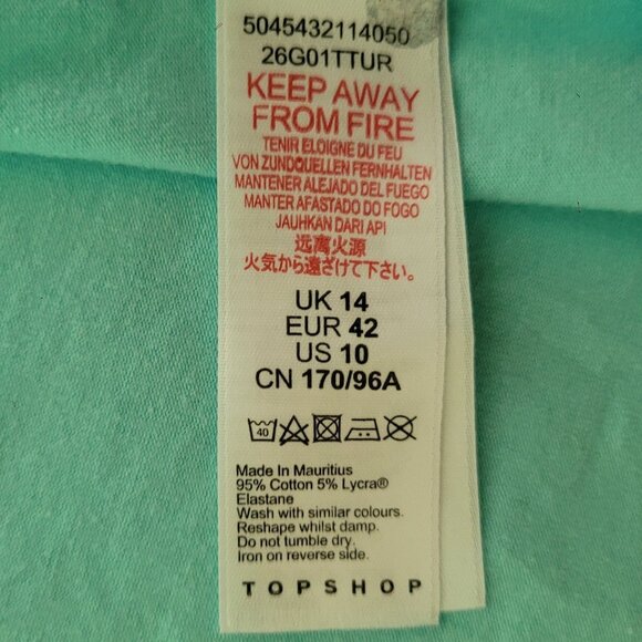 Topshop Petite Aqua Scoopneck Crop Tank Top 10P - Picture 7 of 8